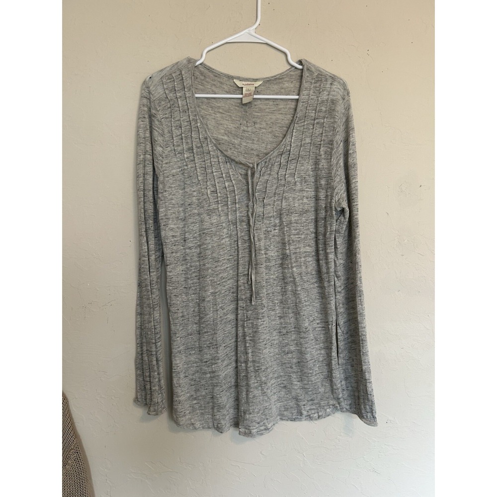Sundance Heathered Gray Linen‎ Pullover Lightweight Tunic Top Casual L Minimal